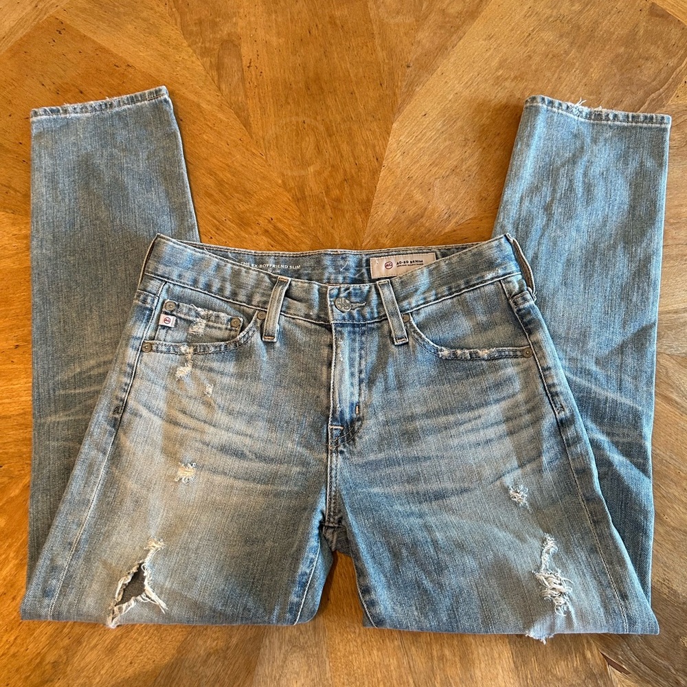 AG Adriano Goldschmied Ex‑Boyfriend Slouchy Slim AG‑ED Distressed Torn Jeans 24R - Picture 3 of 13